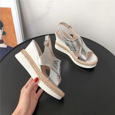 Peniche Women's Elegant Wedge Sandal | Ultrasellershoes.com – Ultra Seller Shoes Elegant Sandals, Brand Name Shoes, Brand Collaboration, Wedge Sneakers, Global Brands, Womens Wedges, Wedge Sandal, Metal Buckles, Sandal Espadrille