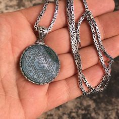 PENDANT STONE: Agate (natural) METAL : .925 Sterling Silver DIMENSIONS : 30 x 30 mm CHAIN: Byzantine King chain METAL : .925 Sterling Silver LENGHT: 55 cm - 21.65 inches THICKNESS: 3 mm - 0.1 inches Spiritual Medallion Necklaces Stamped 925, Spiritual Medallion Necklace Stamped 925, Spiritual 925 Stamped Medallion Necklaces, Sterling Silver Star Of David Amulet Necklace, Silver Star Of David Necklace With Gemstone, Traditional Sterling Silver Healing Necklaces, Engraved Sterling Silver Star Of David Necklace, Sterling Silver Engraved Necklaces For Meditation, Bohemian Engraved Necklaces For Blessings