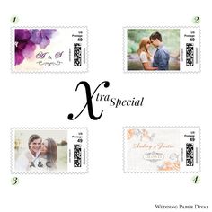 four stamps with the words aris special and an image of two people on them