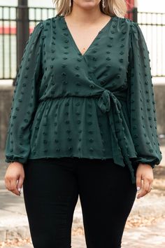 Don't miss out on the chance to grab this gorgeous blouse! This top has a fierce hunter green color with a polka dot design that is SO chic! This top is great for a work event or even a night out with friends! Style this top with some leggings and booties for a comfy, trendy look! 100% Polyester Polka Dot Tops For Fall Parties, Long Sleeve Polka Dot Top For Night Out, Polka Dot Long Sleeve Top For Night Out, Green Top For Date Night In Fall, Green V-neck Top For Date Night, Chic Polka Dot Tops For Fall, Green V-neck Blouse For Date Night, Hunter Green Color, Friends Style