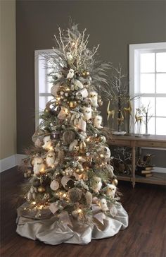 a decorated christmas tree in a living room