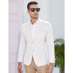 This linen suit made of hight quality cotton linen fabric, which is lightweight, breathable, soft and durable. Professional suit fabric and exquisite tailoring keeps this blazer sharp. This casual sport coat with notch lapel, regular fit, two button closure, left chest real pocket, two real side pockets, inside a real pocket, light shoulder pad. Finished by excellent stitching, this sport coat blazer has a linen texture specially designed for western men, will really make you minimalistic, elega Modern Fitted Cotton Blazer, Cotton Sport Coat With Hidden Button Closure, Single Button Linen Blazer For Business Casual, Spring Linen Sport Coat With Hidden Button Closure, Spring Linen Sport Coat With Hidden Buttons, Linen Blazer With Suit Collar For Business Casual, Linen Suits With Hidden Button Closure For Spring, Modern Linen Blazer For Business Casual, Cotton Blazer With Hidden Button Closure