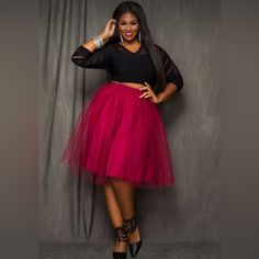 Ashley Stewart Red Tulle Skirt. Size: 14/16. Elastic Stretch Waist. 100% Polyester. Brand New With Tags. Tutu Fashion, Tulle Skirt Plus Size, Red Tulle Skirt, Tulle Skirts Outfit, Rock Princess, Plus Size Fashionista, Full Figure Fashion, Ashley Stewart, Plus Size Skirts