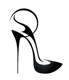 a high heeled shoe that is black and white with the word's logo on it