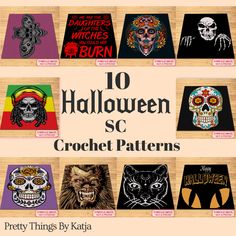 the 10 halloween sc crochet patterns are available for purchase on etsyle