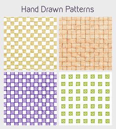 four different patterns with the words hand drawn patterns