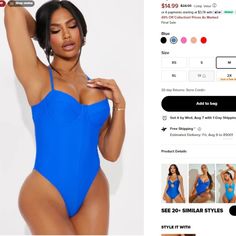 1 Piece Swimsuit Underwire Bra Slight Open Back Blue Underwire Bodysuit For Summer, Blue Underwire Bodysuit With Lined Body, Trendy Blue Bodysuit For Swimming, Plunge Swimsuit, Halter Bodysuit, Orange Swimsuit, Blue One Piece, Black One Piece Swimsuit, 1 Piece Swimsuit