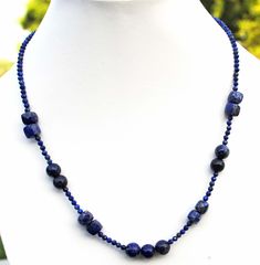 Natural Lapis Lazuli Gemstone Beads Necklace 18 Inch Genuine Real Blue Lapis Lazuli 3 mm Faceted  Round 6 mm Square 8 mm Beaded Necklace 925 Gemstone - AAA Natural Lapis Lazuli Shape, Size 3mm Round, 6mm Square, 8 mm Round Approx Style - Faceted / Smooth LENGTH:- 18 Inch Lock =  Silver Lock 925 BEADS COLOR:- BLUE QUALITY :- AAA GRADE Bulk wholesale pricing is available convo me for information on this listing or any others in my shop. We are continuously adding new products in our store. So keep coming back to see more great deals. CLICK BELOW TO CHECK ALL OUR BEAUTIFUL RONDELLES https://www.etsy.com/in-en/shop/JaipurGemsBeadsCo?ref=search_shop_redirect Have questions? Please contact us via messaging option. We will resolve your query within maximum 24 hours. Private Assistance : If you st Lapis Lazuli Beads, Lapis Lazuli Gemstone, Blue Lapis Lazuli, Gemstone Beaded Necklace, Art Deco Necklace, Rose Quartz Gemstone, Ruby Jewelry, Blue Lapis, Silver 925 Necklace