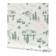 a wallpaper with an rv and camper pattern on it's back side