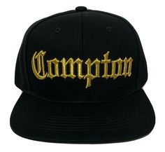 STRAIGHT OUTTA COMPTON CITY LA CA EAZY E DR DRE ICE CUBE NWA SNAPBACK CAP HAT Embroidered golden lettering COMPTON at front panel and California State on the back. Black color. With adjustable plastic snapback, you can adjust the size. 100% Cotton. - Shipping in US and APO/FPO is FREE. Any questions please let us know. Paypal accepted. Feel free to use any other payments beside paypal.   Buyer is responsible to provide current, complete full and valid address based on USPS domestic format.  Buye Adjustable Gold Cap, Gold Adjustable Cap, Gold Baseball Cap For Streetwear, Gold Snapback Baseball Cap For Streetwear, Gold Casual Baseball Cap For Streetwear, Gold Snapback Hat For Streetwear, Gold Snapback Hat One Size, Gold Snapback Hat With Curved Brim, Adjustable Gold Snapback Baseball Cap