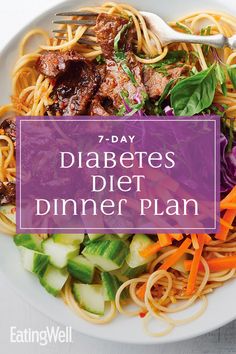 In this 7-day diabetes meal plan, we include recipes with a healthy balance of complex carbohydrates, lean protein, heart-healthy fats and plenty of veggies. Each meal in this plan contains 2-3 carb servings (that's 30-45 grams of carbohydrates), to help keep blood sugars in check. #diabetes #diabetesfriendly #diabetesrecipes #diabetesfriendlyrecipes #diabetesdiet #diabetesfood #diabetesrecipeideas #recipe #eatingwell #healthy Balanced Eating, Diet Dinner, Complex Carbohydrates, Dinner Plan, Staying Healthy, Healthy Balance