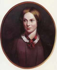 a portrait of a woman in a red dress with a white collar and ruffled neck