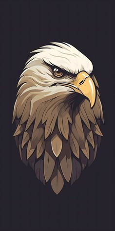 an eagle's head on a black background