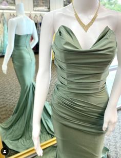 Gala Dress With Ruched Detail And Mermaid Hem, Ruched Mermaid Hem Gala Dress, Ruched Mermaid Hem Dress For Gala, Ruched Mermaid Hem Evening Dress For Prom, Green Strapless Mermaid Dress, Ruched Floor-length Mermaid Prom Dress, Strapless Mermaid Dress With Ruched Bodice For Prom, Ruched Mermaid Hem Prom Dress, Ruched Mermaid Hem Evening Dress