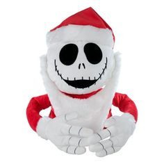 a stuffed toy with a santa hat on it's head and hands in the shape of a skeleton