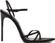 Sleek Strappy Heels With Wrapped Heel, Sleek Ankle Strap Heels With Straps, Sleek Heels With Wrapped Heel And Single Toe Strap, Sleek Pointed Toe Evening Sandals, Sleek Strappy Heels For Night Out, Elegant Strapped Heels For Date Night, Sleek Strapped Heels For Night Out, Modern Strappy Heels With 4-inch Heel, Chic Strappy Heels With Heel Strap