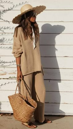 Lack Of Color Scalloped Dolce Hat Julie Sarinana, Summer Neutrals, Lack Of Color, Monochrome Outfit, Sincerely Jules, Outfit Trends, Khaki Color, Sweater Set, Mode Inspiration