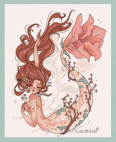 Illustration Kunst, Mermaid Drawings, Unicorns And Mermaids, Mermaid Painting, Sketchbook Art, Mermaid Art, 판타지 아트, Art And Illustration, A Mermaid