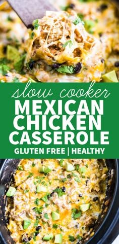 slow cooker mexican chicken casserole with text overlay