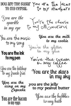 some handwriting writing on white paper with black ink and words in different font styles, including the