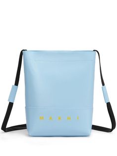 sky blue tonal stitching logo print to the front rectangle shape top zip fastening adjustable shoulder strap main compartment Stitching Logo, Blue Bags, Rectangle Shape, Logo Print, Mini Bag, Sky Blue, Fashion Branding, Bag Accessories, Shoulder Strap