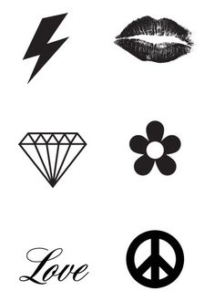 different types of tattoos on a white background