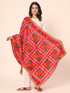 This light weight phulkari dupatta for women by Moda Chales is an exemplary item that are must haves in every woman's wardrobe. Ethnic Punjabi handwork, and soft feel add the perfect finishing touch to almost any outfit. It is the ideal fashion accessory for any season, event or occasion! It is lightweight, super soft and easy to carry. 💡 Material- Chiffon 💡 Pattern - Embroidered 💡 Type of Work - Phulkari / Fulkari 🥻 Multicolor Phulkari chunni for Women 💡 Free Size Dupatta that is approx. 2.25 Meters- 2.30 Meters Long and 44 inches wide 💡 Also Called as Bridal Dupatta, fulkari dupatta, handmade phulkari dupatta 💡 Dry Clean Recommended 🎁 Gift Wrap Possible 🎁Free Shipping and Express Shipping Also Available 🎁 Shipped from Amritsar, Punjab (India) 🥻 Moda Chales is a premium brand b Multicolor Traditional Wear With Sheer Dupatta For Puja, Red Bandhani Print Dupatta For Festive Occasions, Red Jamawar Shawl With Dupatta Detail, Red Shawl With Resham Embroidery In Traditional Drape, Red Jamawar Shawl Dupatta, Red Pashmina Shawl With Resham Embroidery, Multicolor Jamawar Dupatta With Resham Embroidery, Traditional Anarkali Set With Multicolor Embroidery And Sheer Dupatta, Red Semi-stitched Anarkali Set With Motifs