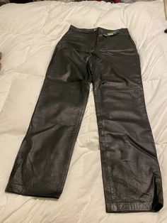 NWT Ralph Lauren Sz 12 Black Leather pants MSRP $299.00 | eBay Classic Leather Pants For Night Out, Classic Straight Leather Pants For Formal Occasions, Tapered Leg Leather Pants For Formal Occasions, Classic Formal Leather Pants, Formal Tapered Leg Leather Pants, Classic Black Wide Leg Leather Pants, Luxury Black Straight Leg Pants, Classic Black Leather Pants With Standard Cut, Classic Black Leather Pants Standard Cut