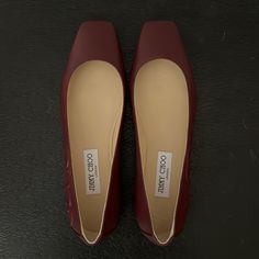 Nwt Choo Embossed Ballet Flats. Nappa Leather. Size 38.5 Fits My Size 8 Foot. Elegant Burgundy Flats With Round Toe, Elegant Burgundy Round Toe Flats, Classic Flats With Red Sole For Formal Occasions, Classic Formal Flats With Red Sole, Burgundy Leather Flats For Formal Occasions, Bordeaux Color, Jimmy Choo Shoes, My Size, Nappa Leather