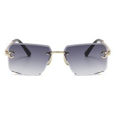 These midsize metal rimless geometric sunglasses are ideal summer addition to your wardrobe. Soft & flattering lenses. Adjustable nose pads for a comfortable fit. Fine metal arms with curved plastic temple tips for a secure fit.Frame Shape: GeometricFrame Color: GoldFrame Material: MetalLens Color: BlackLens Material: PCRim Type: RimlessLens Width: 58 mmBridge Width: 15 mmTemple Length: 142 mmFrame Width: 137 mmLens Height: 39 mmWeight: 27 gUV Protection: UV400Polarized: NoSpring Hinge: NoAdjustable Nose Pads: Yes Metal Sunglasses With Mirrored Lenses For Summer, Summer Metal Sunglasses With Mirrored Lenses, Summer Mirrored Metal Sunglasses, Trendy Metal Shield Sunglasses For Summer, Metal Sunglasses With Gradient Lenses For The Beach, Metal Sunglasses With Gradient Lenses For Beach, Metal Frame Sunglasses For Summer, Metal Sunglasses With Uv Protection For Summer, Summer Metal Sunglasses With Tinted Lenses