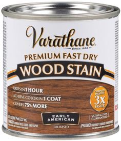 buy interior stains & finishes at cheap rate in bulk. wholesale & retail painting equipments store. home décor ideas, maintenance, repair replacement parts Early American Wood Stain, Diy King Bed, Varathane Wood Stain, Trim Board, Diy Nightstand, Hardwood Plywood, Frame Headboard, Gel Stain, Paint Supplies