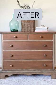 Create a modern furniture piece with our DIY Pottery Barn dresser makeover! I'll walk you through how to transform an old dresser into a DIY Pottery Barn look alike. Whether you’re just starting with upcycled home décor or you’ve done DIY home décor before, this project is a great way to upgrade your space. Stained Dresser, Pottery Barn Inspired, Upcycled Home Decor