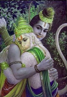 lord rama hugging his mother in the forest