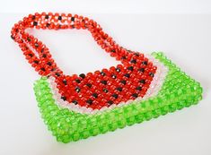 watermelon bead bag, craft bag, colorful bag, bead bag, shoulder bag, women gift, christmas gift Green Square Beaded Bag, Green Beaded Bags For Daily Use, Green Beaded Shoulder Bag For Everyday Use, Green Beaded Shoulder Bag For Daily Use, Green Beaded Shoulder Bag For The Beach, Green Beaded Shoulder Bag For Beach, Green Handmade Bags, Multicolor Beaded Bags For Gifts, Bead Bag