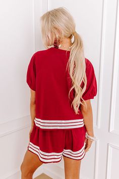 - Be ready for touchdowns and tailgates with this sparkling top! Its super cute sequined football design and jersey-style accent stripes are perfect for bringing a bit of glam to game day. Put a trendy twist on sporty style with this adorable piece! Show your team spirit with our vibrant clothing collection inspired by the bold colors of popular college football teams like the Alabama Crimson Tide. - Unlined cotton-blend material - A crew cut neckline - Short sleeves with ribbed cuffs - A brown, Vibrant Clothing, College Football Teams, Football Teams, Crew Cut, Jersey Style, Perfect Game, Texas Tech, Football Design, Crew Cuts