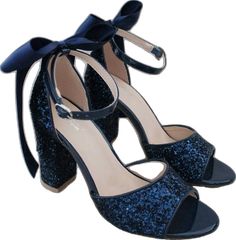 Homecoming Heels, Fall Wedding Shoes, Navy Blue Wedding Shoes, Bridesmaids Shoes, Women's Slip Ons, Blue Wedding Shoes, Bow Women, Holiday Shoes, Prom Style