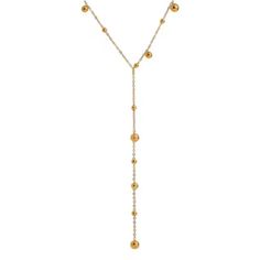 - Size: See Photos - Stainless Steel - 18k Real Gold Plated - Hypoallergenic - Won't Tarnish - Water Resistant Yellow Gold Jewelry With Satellite Chain Dangle, Elegant Gold-tone Necklace With Gold Beads, Elegant Dangle Necklaces With Satellite Chain, Elegant Necklace With Satellite Chain, Elegant Round Necklaces With Dangling Beads, Gold Lariat Necklace With Dangling Beads For Gifts, Elegant Yellow Gold Necklaces With Dangling Beads, Adjustable Rose Gold Beaded Necklace, Minimalist Rose Gold Necklaces With Round Beads