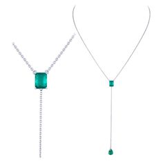 White Gold Necklace, Necklace For Her, Back Jewelry, Emerald Necklace, White Gold Necklaces, Women Accessories Jewelry, Lariat Necklace, Emerald Diamond, Beautiful Jewelry