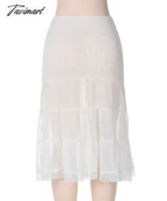 TAVIMART - Fashion Summer White Cake Layered Skirts for Women Casual Dropped Midi Skirt Elegant Party Ball Gown Lace Edge Skirts Stretch Tiered Skirt With Lace Trim, Fitted Feminine Gathered Maxi Skirt, Feminine Tiered Skirt For Wedding, Fitted Daywear Petticoat With Full Skirt, Fitted Ruffle Skirt For Daywear, Stretch Tiered Gathered Skirt Petticoat, Fitted Full Skirt Petticoat For Daywear, Stretch Tiered Petticoat With Gathered Skirt, Stretch Tiered Petticoat With Attached Cancan