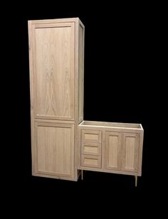 a large wooden cabinet with drawers and doors