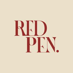 the word red pen on a beige background