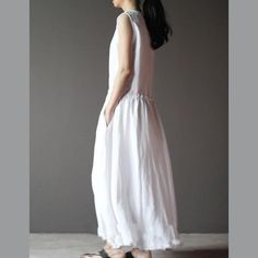 White summer linen dress sleeveless sundress casual maxi dressThis dress is made of cotton linen fabric, soft and breathy, suitable for summer, so loose dresses to make you comfortable all the time.Measurement: Size S length 120cm / 46.8" Bust 90cm / 35.1" Waist 88cm / 34.32" Cuff 38cm / 14.82" hem 245cm / 95.55" Size M length 126cm / 49.14" Bust 95cm / 37.05" Waist 90cm / 35.1" Cuff 39cm / 15.21" hem 250cm / 97.5" Size L length 129cm / 50.31" Bust 100cm / 39" Waist 92cm / 35.88" Cuff 40cm / 15.