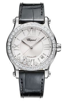 The Happy Sport collection is the emblem of Chopard’s creativity and boldness. Its playful, free-spinning gems,... dancing between two sapphire crystals, have captured the imagination since 1993, when Chopard became the first Maison to combine steel and diamonds. Little Diamonds Do Great Things. High End Watches, Exclusive Gift, Bezel Diamond, Diamond Watch, Automatic Watch, The Happy, Pave Diamonds, Watch Strap, Stainless Steel Case