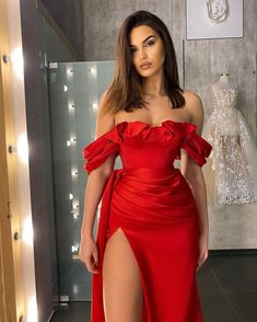 Red Long Prom Dresses, Ruffle Prom Dress, Prom Dresses Long Mermaid, Long Evening Gowns, Long Prom Dresses, Glam Dresses, Red Prom Dress, Mermaid Prom Dresses, Long Prom Dress