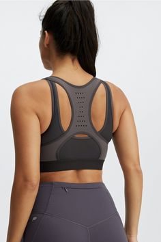 Elsie High Impact Run Sports Bra Fabletics Mid-Grey/Phantom female Activewear >> Womens >> Sports Bras >> Sports Bra >> High Impact regular Running/Training Breathable/Moisture-Wicking/Removable Bra Cups Made from our new, compressive fabric! Gray Breathable High Stretch Activewear, Gray Activewear For Training During Sports Season, Gray High Stretch Breathable Activewear, Gray High-stretch Breathable Activewear, Gray Moisture-wicking Stretch Activewear, Gray Stretch Moisture-wicking Activewear, Fitted Breathable Activewear For Exercise, Compressive Sweat-resistant Activewear, Sports Activewear With Built-in Padding