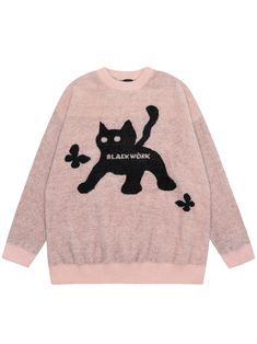 Stay warm and stylish with our Cozy Cat Graphic Oversized Sweater. This delightful sweater features a playful cat design that adds a touch of fun to your wardrobe. Crafted from high-quality, soft knit fabric, it promises both comfort and durability. Graphic Cardigan, Streetwear Goth, Dark Sweater, Butterfly Prints, Cat Prints, Sweater Streetwear, Men's Shirts And Tops, Cozy Cat, Knitwear Sweater