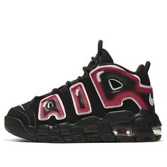 Kids Nike Air More Uptempo PS 'Laser Crimson' Black/White/Laser Crimson Basketball Shoes/Sneakers Nike Air Uptempo Black, Nike Air More Uptempo, Nike Air More, Hype Shoes, Nike Kids, Nike Fashion, Kids Nike, Dc Sneaker, Sketchers Sneakers