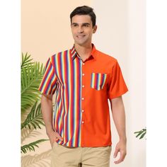 The summer patchwork shirt features solid color and stripe in color block design, timeless and stylish. Charming color block style design, eye-catching, a variety of options for you to choose from. The shirt is suitable for vacations, walks, parties, outdoor leisure places, such as Hawaiian beaches, camping, etc. Available in multiple colors, a wardrobe necessity for summer holidays. Patchwork Shorts, Patchwork Shirt, Color Block Design, Hawaiian Beaches, Sleeve Packaging, Summer Stripes, Block Style, Outdoor Leisure, Summer Holidays