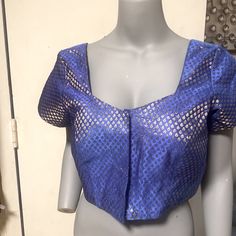 Cute Blue & Traditional Mumbai Crop Top Popular In India And Africa!! Cute With A High Waisted Skirt, Dress Or Mom Jeans!! This Top Fits A “Busty” Extra Large Elegant Blue Blouse Piece For Party, Fitted Blue Blouse Piece For Festive Season, Fitted Blue Blouse Piece For Festive Occasions, Fitted Blue Blouse For Festive Occasions, Fitted Blue Blouse Piece For Party, Fitted Elegant Blue Blouse Piece, Elegant Fitted Blue Blouse Piece, Fitted Blue Blouse Piece For Summer, Fitted Blue Blouse Piece For Spring