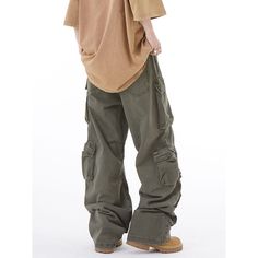 Unisex High Street Multi-Pocket Wide Leg Army Green Cargo Pants Fabric: Cotton+Polyester Size: S, M, L, XL, 2XL Multiple Color Selections: Army Green, Black Season: Spring, Fall, Winter Baggy Cargo Pants With Cargo Pockets, Baggy Casual Cargo Pants With Pockets, Baggy Bottoms With Patch Pockets For Outdoor Activities, Baggy Cargo Jeans With Pockets For Outdoor Activities, Long Pants Bottoms With Patch Pockets For Outdoor Activities, Outdoor Full-length Work Pants With Pockets, Wide Leg Parachute Pants With Pockets For Outdoor Activities, Baggy Utility Bottoms For Outdoor, Utility Baggy Bottoms For Outdoor